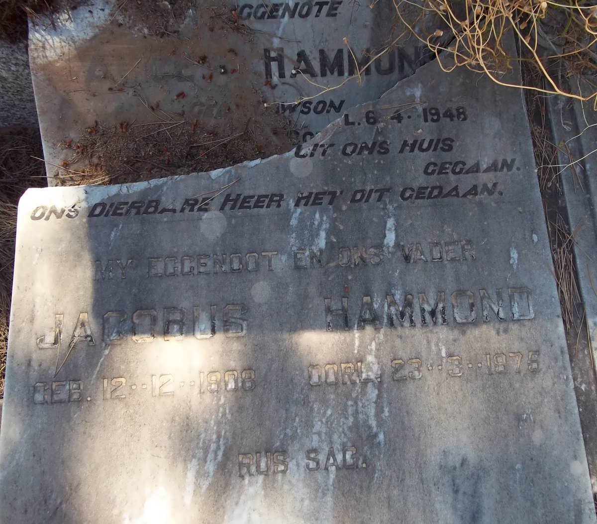 HAMMOND Jacobus 1908-1976 &amp; Alice LAWSON -1948