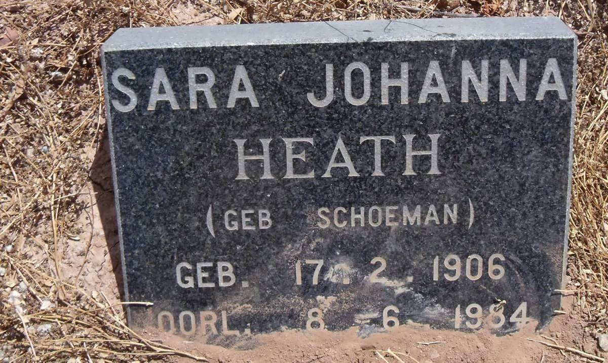 HEATH Susara Johanna nee SCHOEMAN 1906-1984