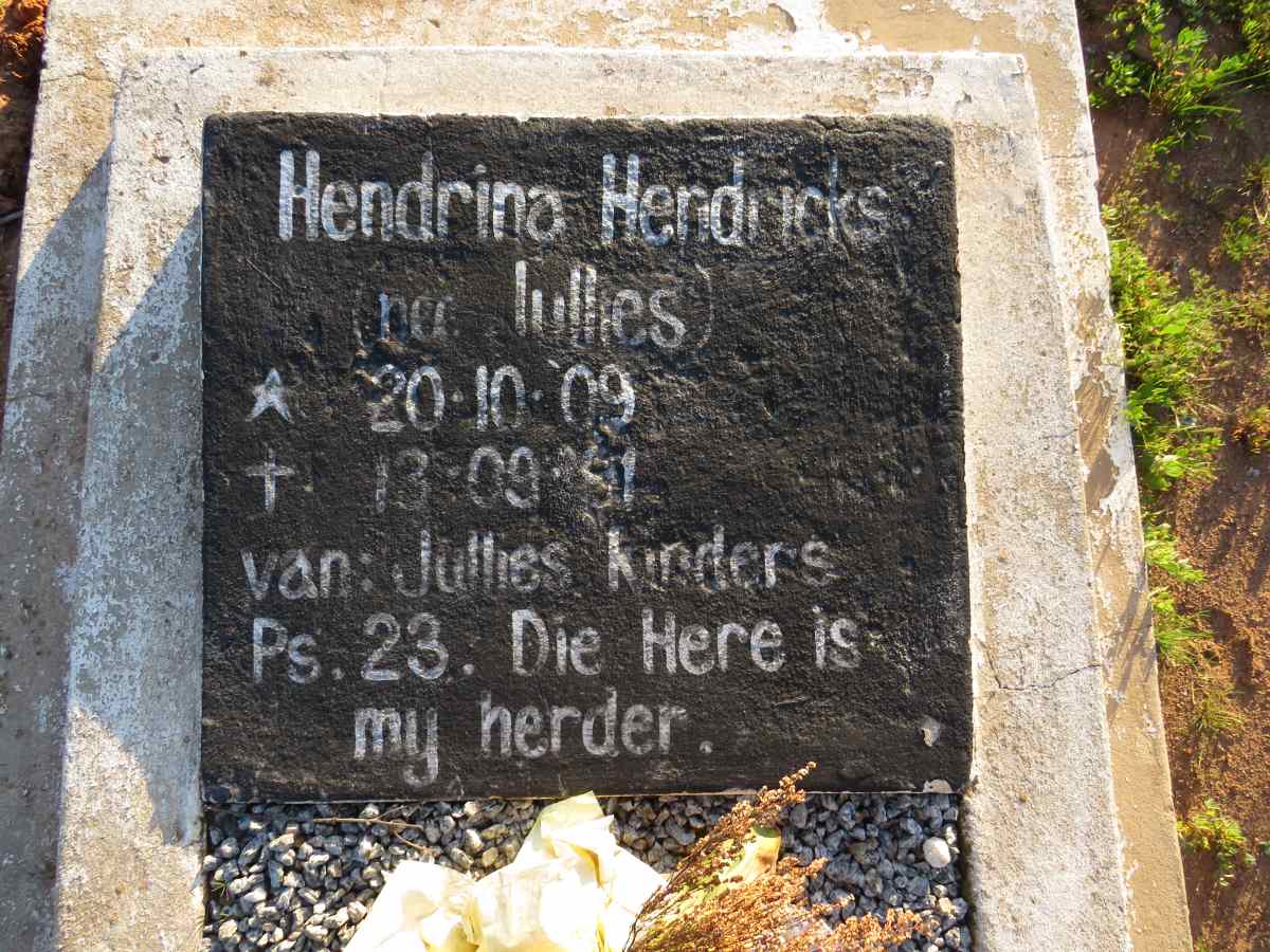 HENDRICKS Hendrina nee JULLIES 1909-19?1