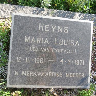 HEYNS Maria Louisa VAN RYNEVELD 1881-1971