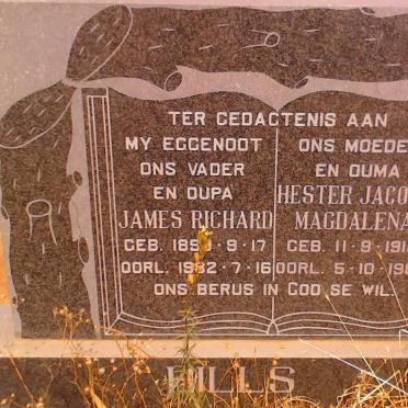 HILLS James Richard 1899-1982 &amp; Hester Jacoba Magdalena 1913-1989