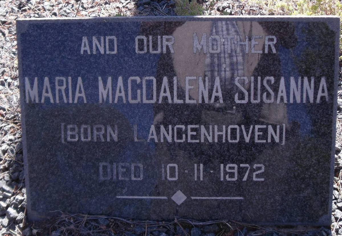 HILL Maria Magdalena Susanna nee LANGENHOVEN -1972