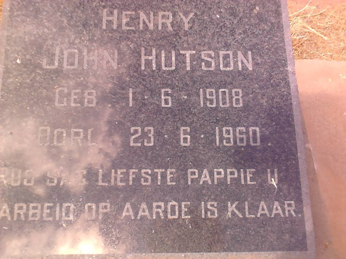 HUTSON Henry John 1908-1960