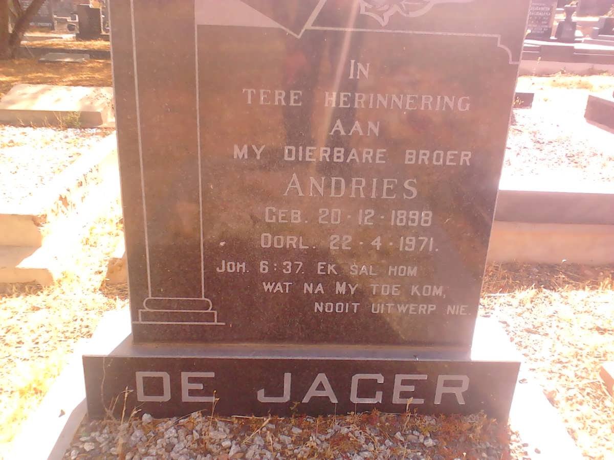 JAGER Andries, de 1898-1971