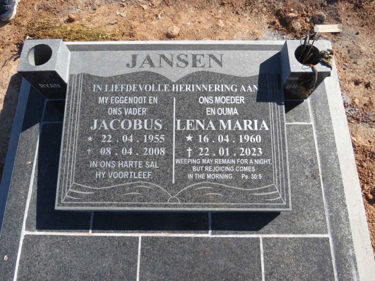 JANSEN Jacobus 1955-2008 & Lena Maria 1960-2023