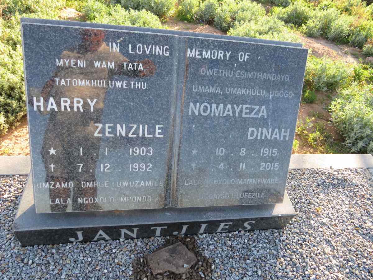JANTJIES Harry Zenzile 1903-1992 & Nomayeza Dinah 1915-2015