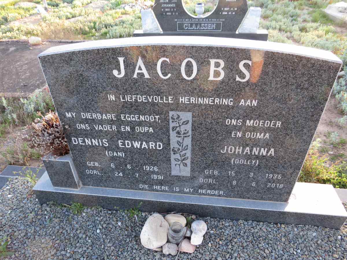 JACOBS Dennis Edward 1926-1991 & Johanna 1935-2018