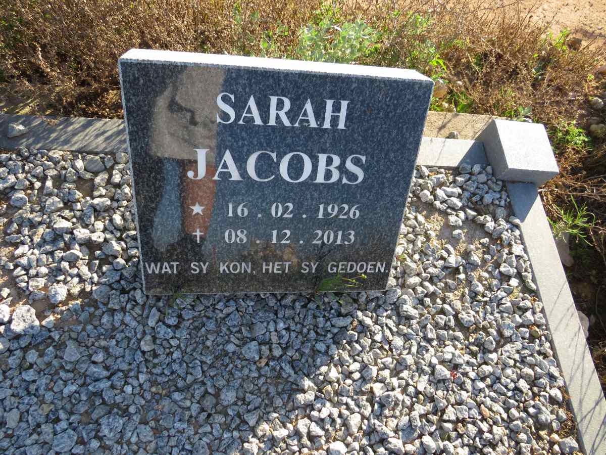 JACOBS Sarah 1926-2013