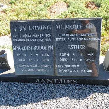 JANTJIES Mncedisi Rudolph 1968-2008 & Esther 1945-2020