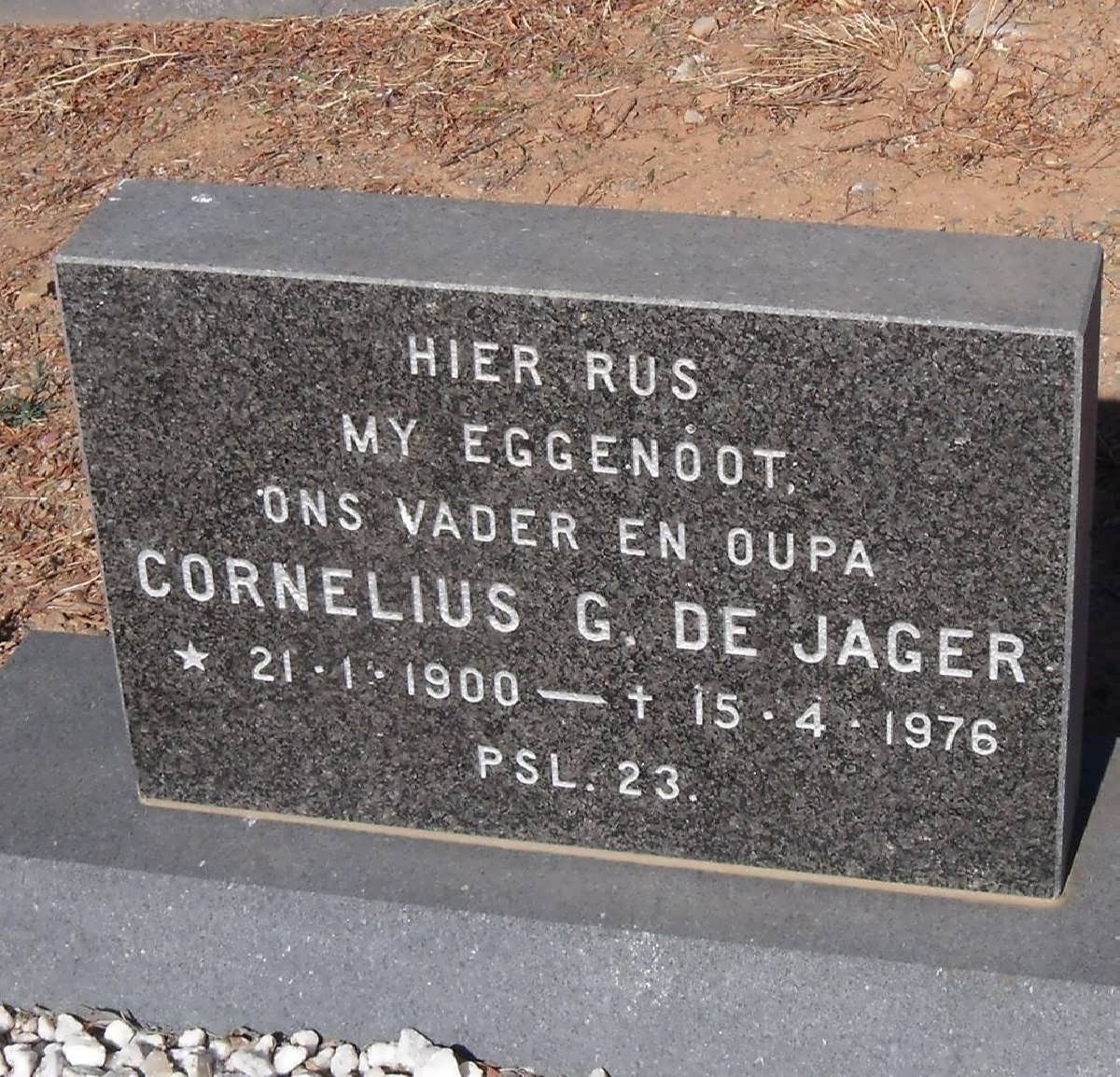 JAGER Cornelius G., de 1900-1976