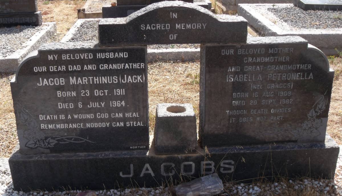 JACOBS Jacob Marthinus 1911-1964 &amp; Isabella Petronella CRAGGS 1909-1982