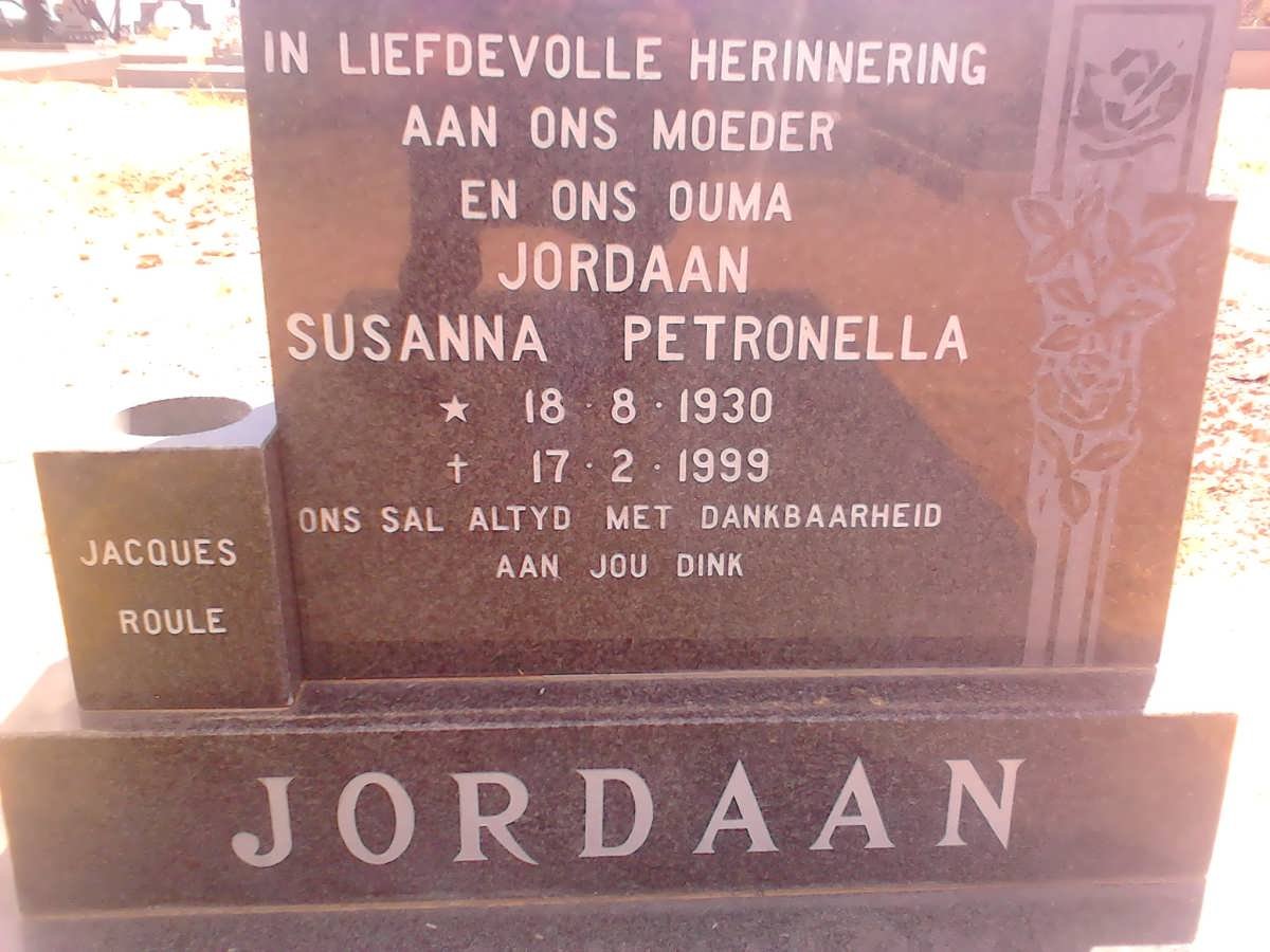 JORDAAN Susanna Petronella 1930-1999