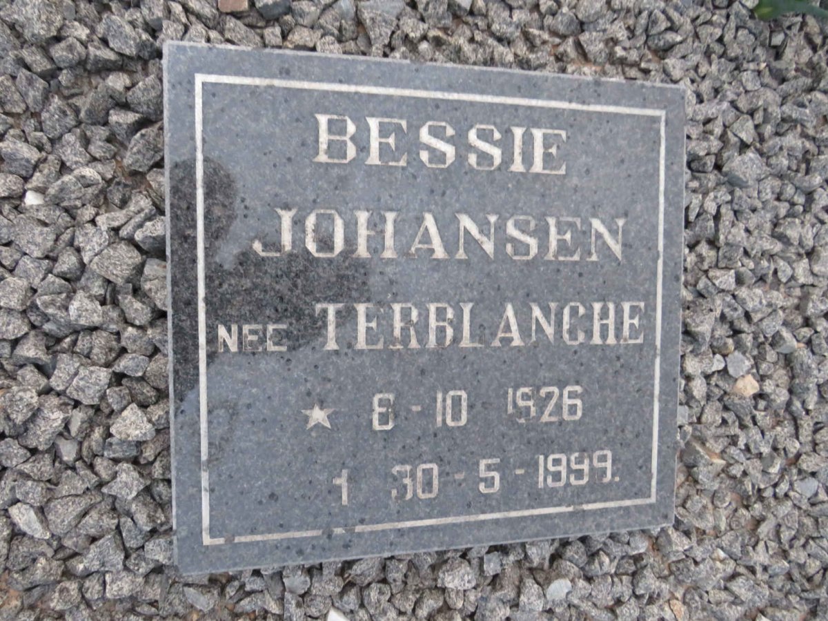 JOHANSEN Bessie nee TERBLANCHE 1926-1999