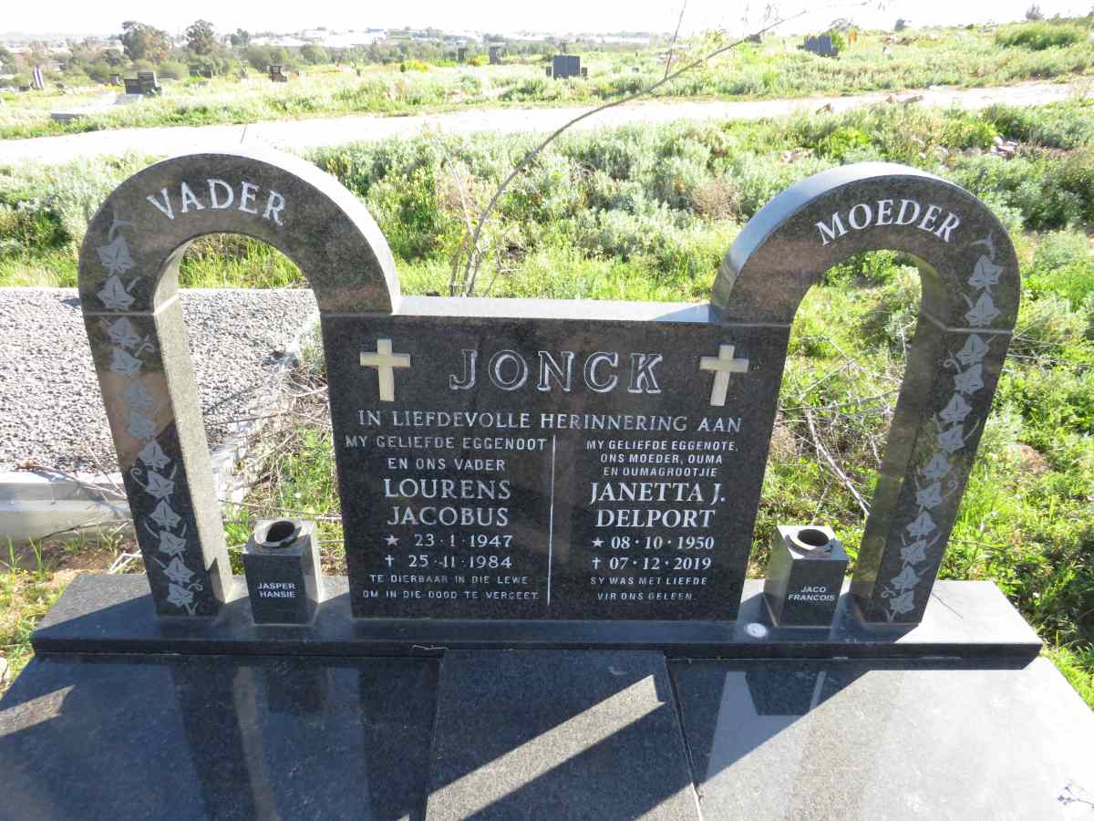 JONCK Lourens Jacobus 1947-1984 & Janetta J. DELPORT 1950-2019
