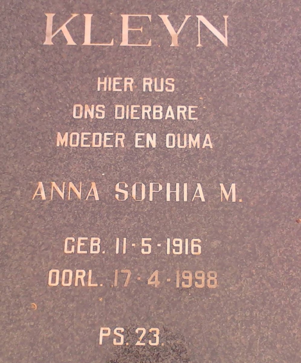 KLEYN Anna Sophia M. 1916-1998