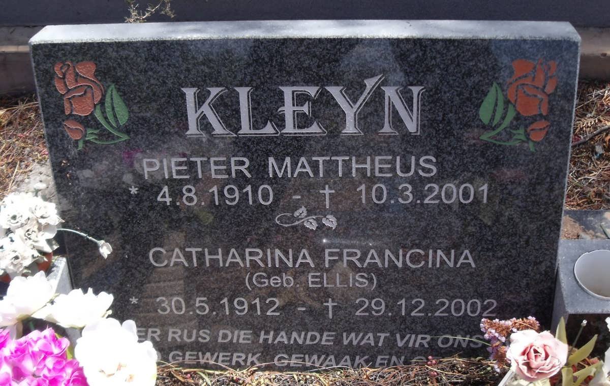 KLEYN Pieter Mattheus 1910-2001 &amp; Catharina Francina ELLIS 1912-2002