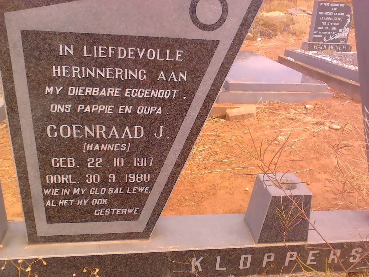 KLOPPERS Coenraad J. 1917-1980 & Johanna H. 1915-1993 _1