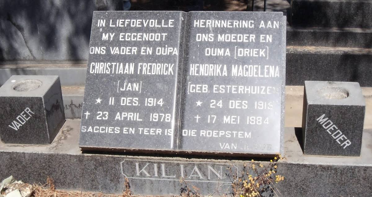 KILIAN Christiaan Fredrick 1914-1978 &amp; Hendrina Magdalena ESTERHUIZEN 1915-1984