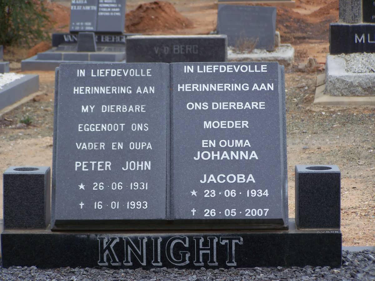 KNIGHT Peter John 1931-1993 &amp; Johanna Jacoba 1934-2007