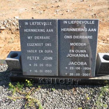 KNIGHT Peter John 1931-1993 & Johanna Jacoba 1934-2007