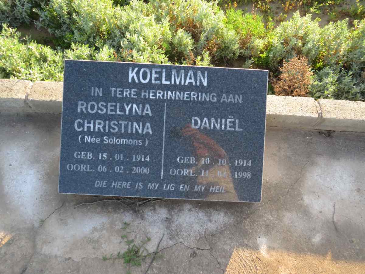 KOELMAN Daniel 1914-1998 & Roselyna Christina SOLOMONS 1914-2000