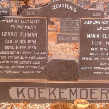 KOEKEMOER Gerrit Herman 1895-1968 &amp; Maria Elizabeth PRINS 1888-1978