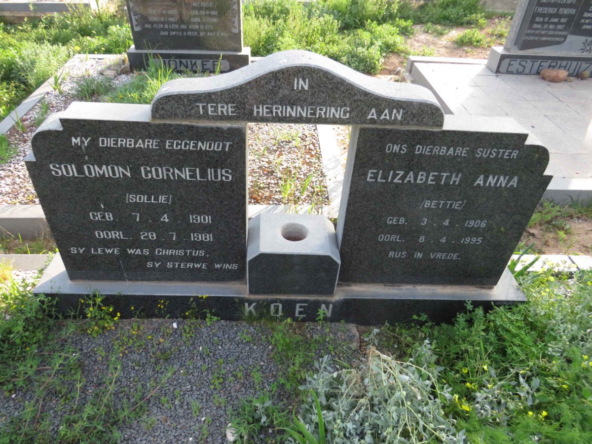 KOEN Solomon Cornelius 1901-1981 :: KOEN Elizabeth Anna 1906-1995