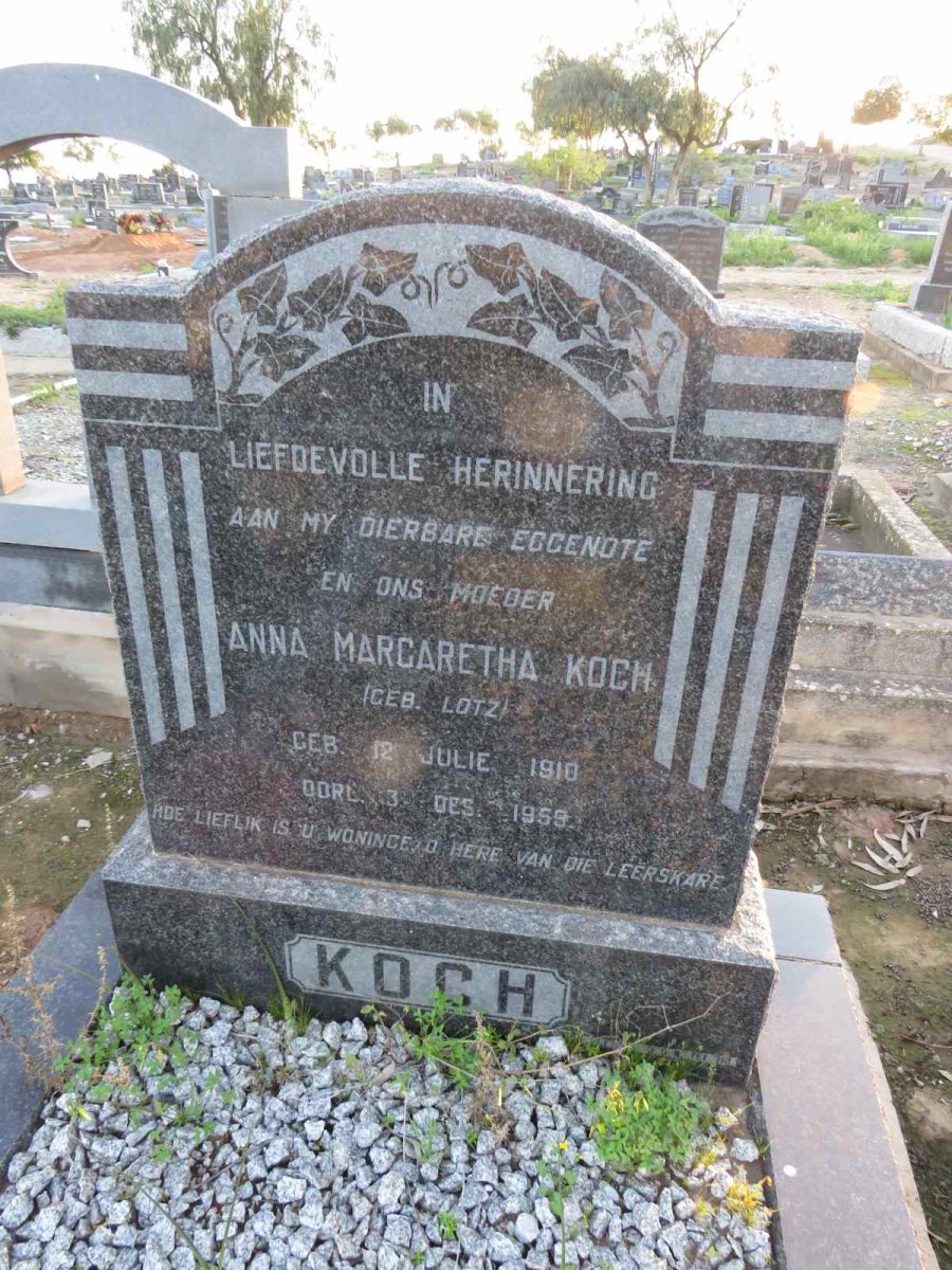 KOCH Anna Margaretha nee LOTZ 1910-1959