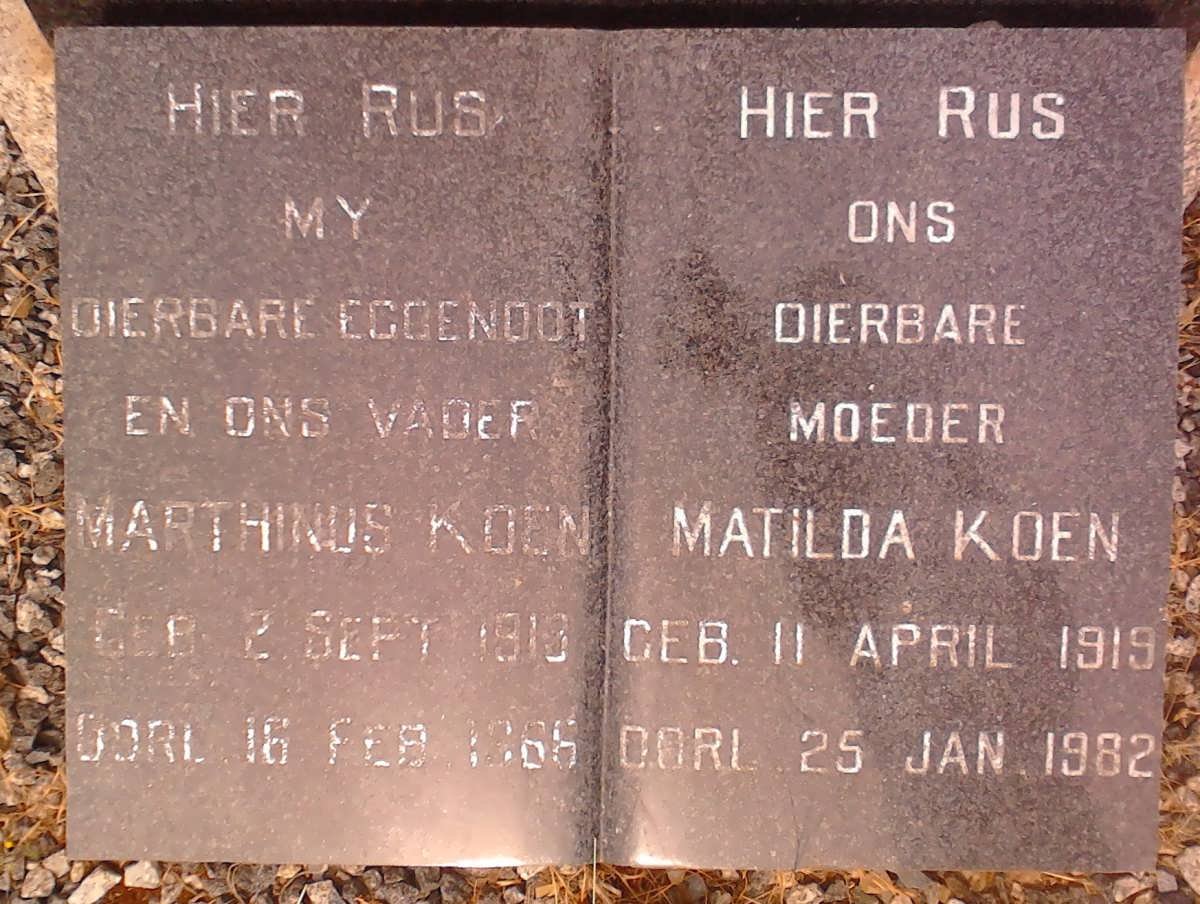 KOEN Marthinus 1913-1966 &amp; Matilda 1919-1982