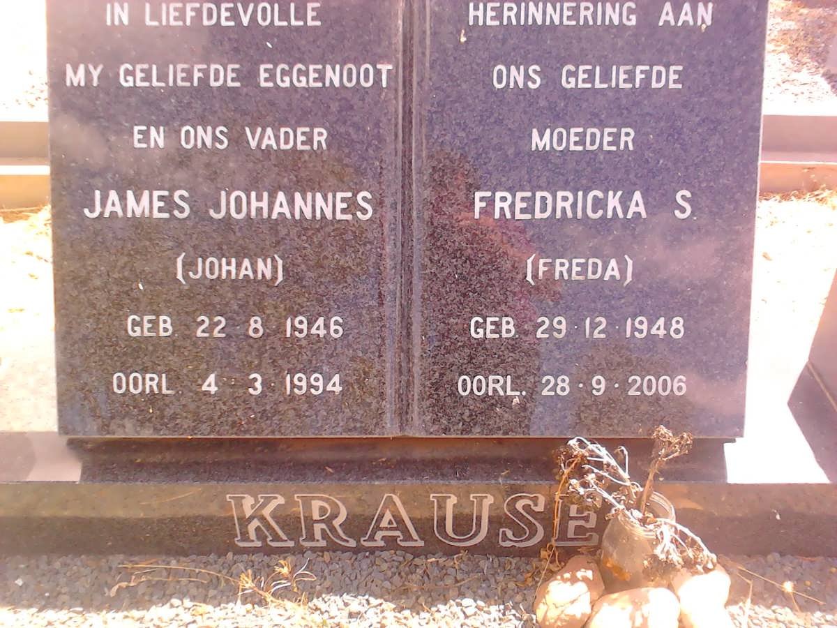 KRAUSE James Johannes 1946-1994 &amp; Fredricka S. 1948-2006