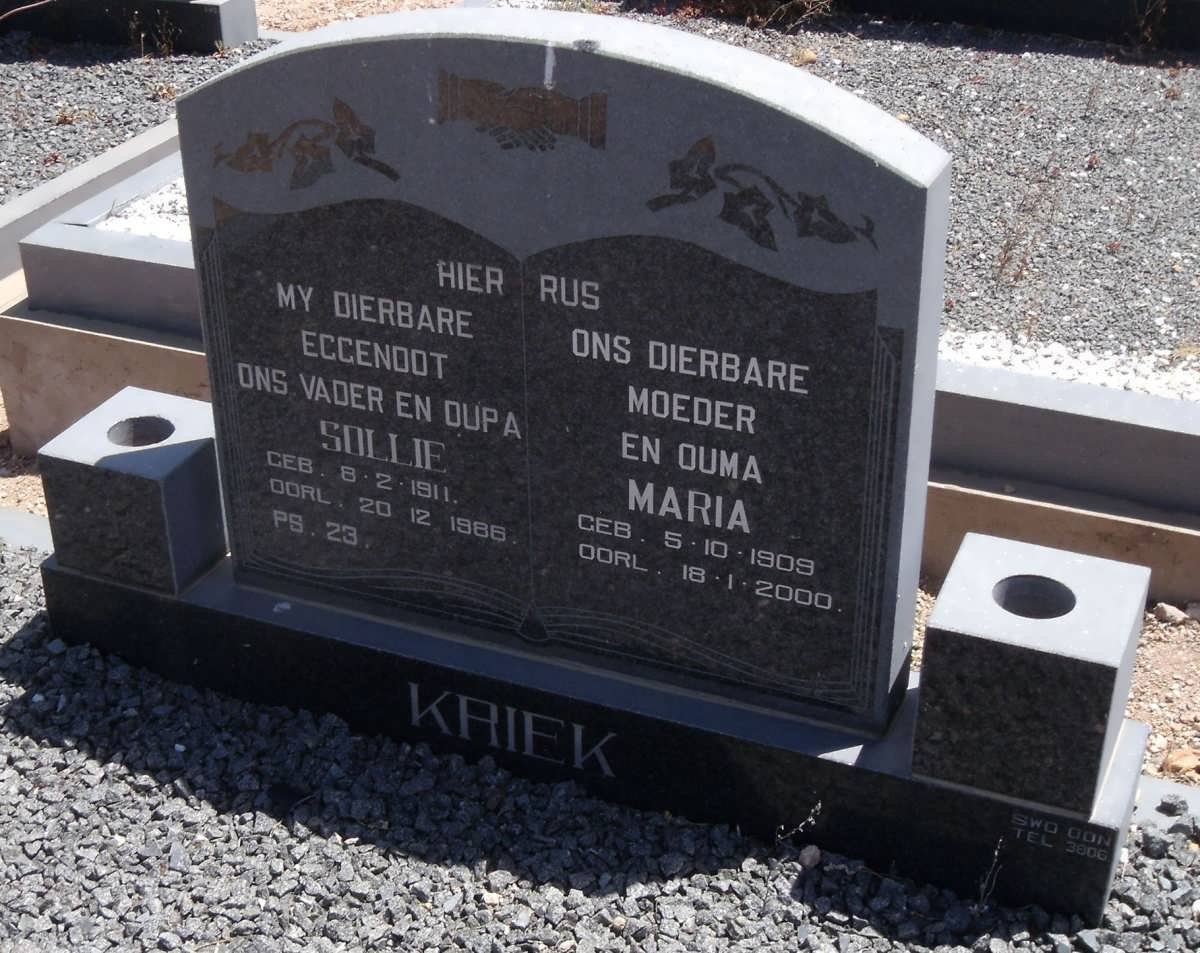 KRIEK Sollie 1911-1986 &amp; Maria 1909-2000