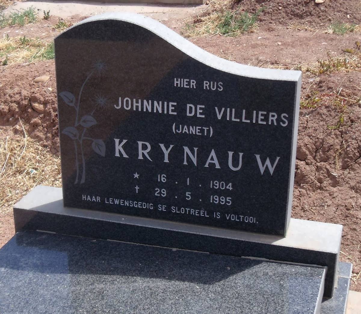 KRYNAUW Johnnie De Villiers 1904-1995