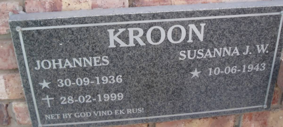 KROON Johannes 1936-1999 &amp; Susanna J.W. 1943-