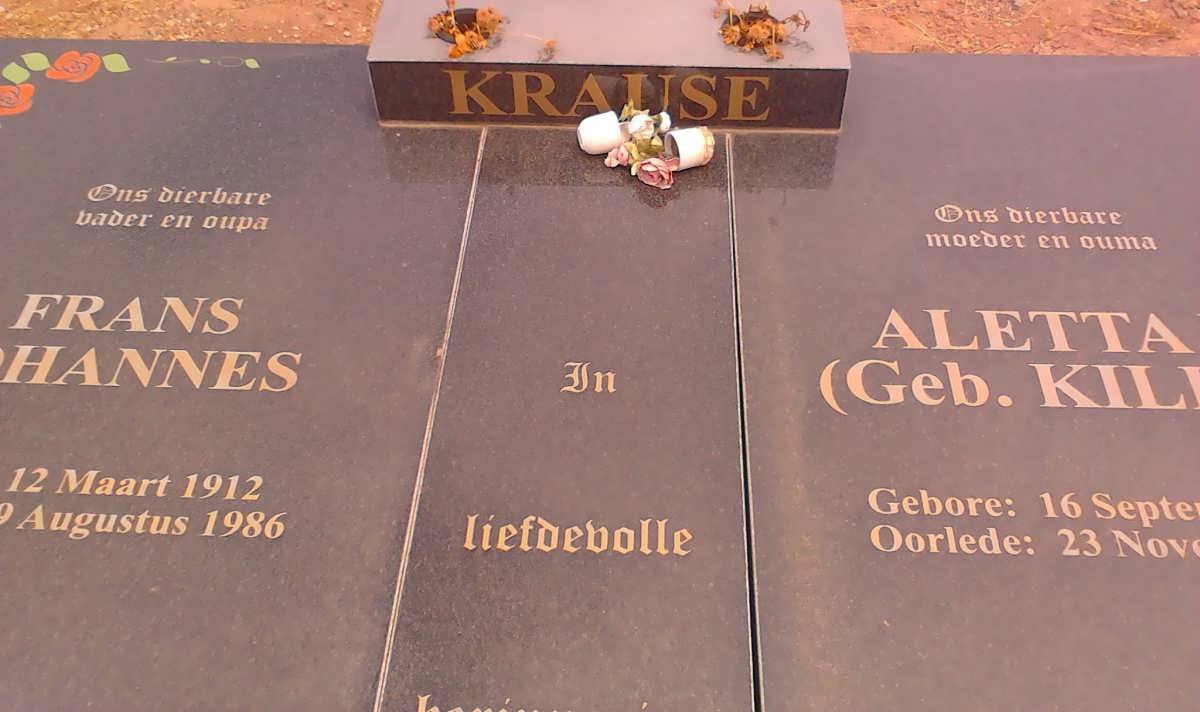 KRAUSE Frans Johannes 1912-1986 &amp; Aletta E. KILIAN 