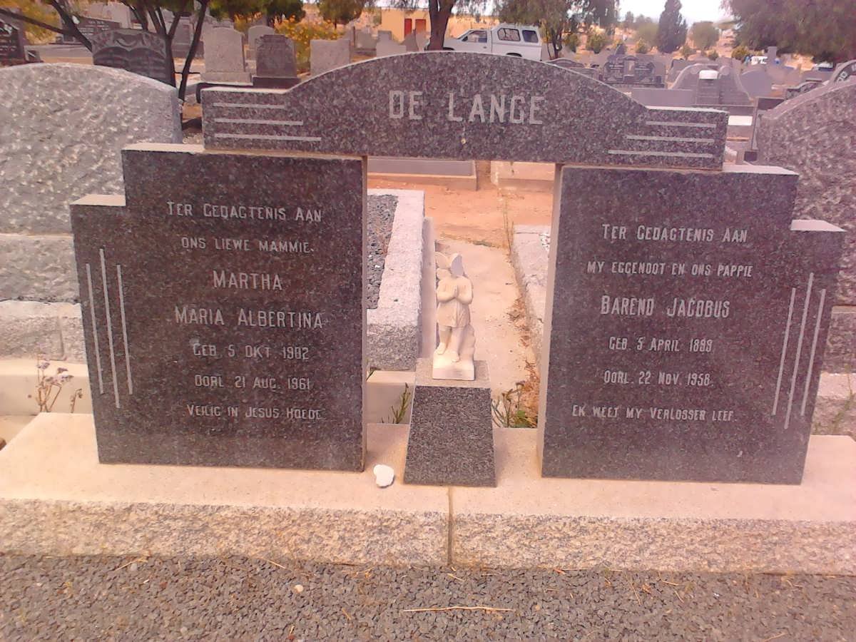 LANGE Barend Jacobus, de 1899-1958 &amp; Martha Maria Albertina 1902-1961