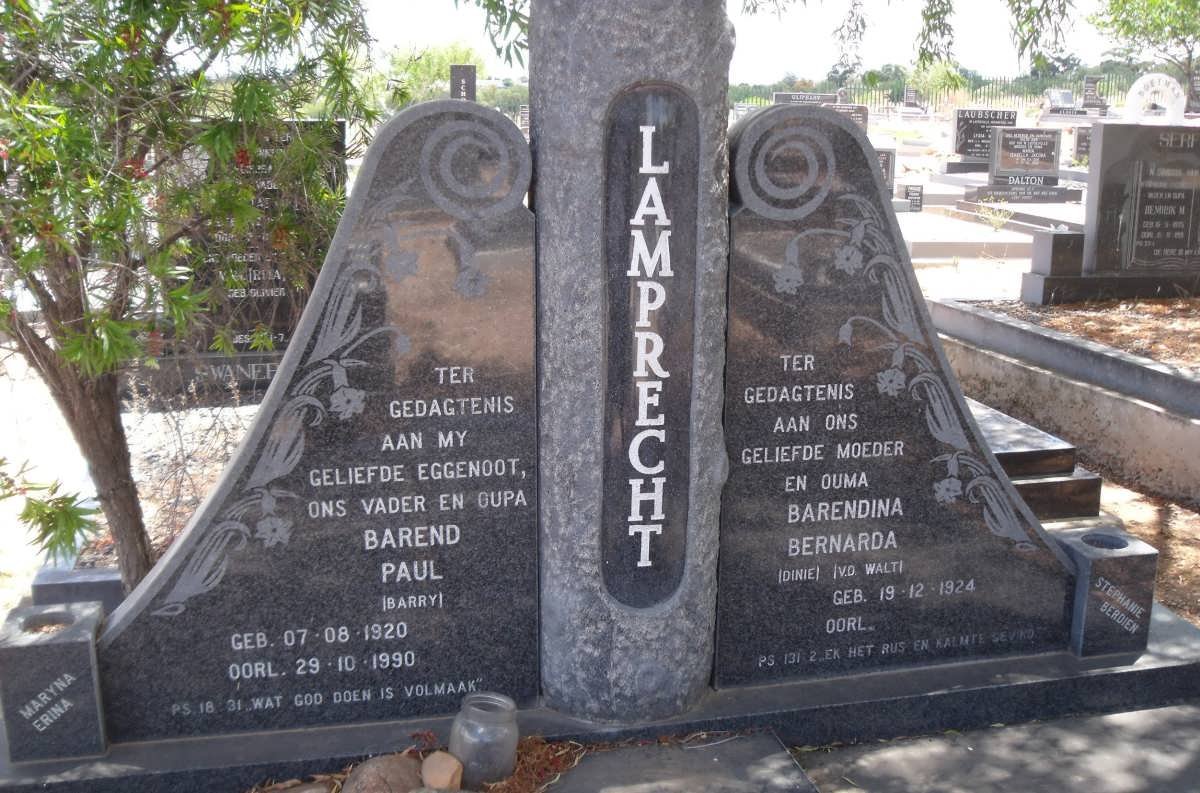 LAMPRECHT Barend Paul 1920-1990 &amp; Barendina Bernarda v.d. WALT 1924-