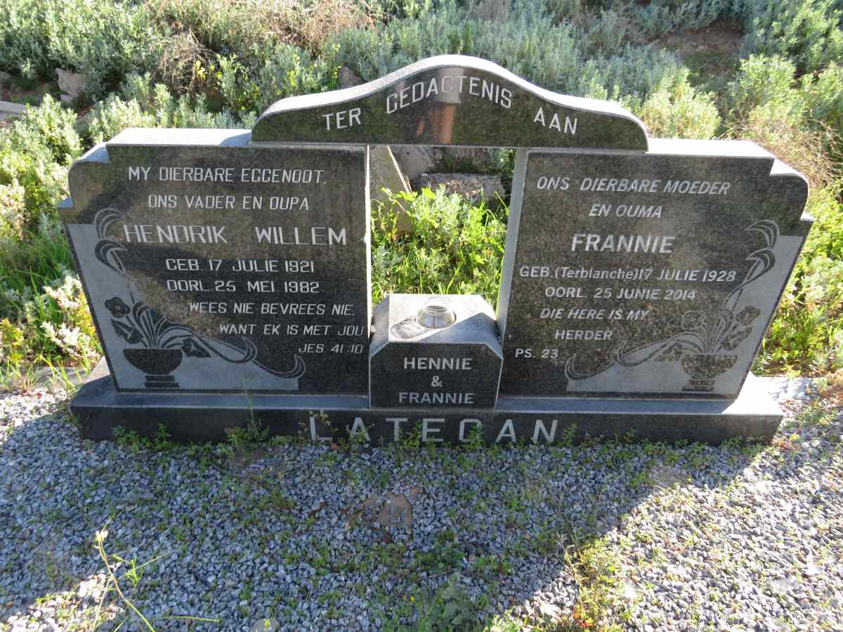 LATEGAN Hendrik Willem 1921-1982 & Frannie TERBLANCHE 1928-2014