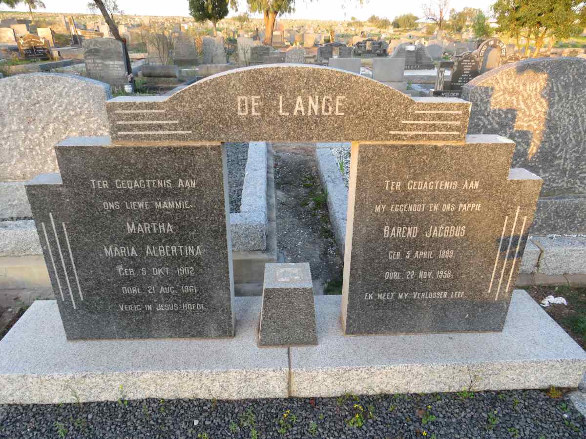 LANGE Barend Jacobus, de 1899-1958 & Martha Maria Albertina 1902-1961