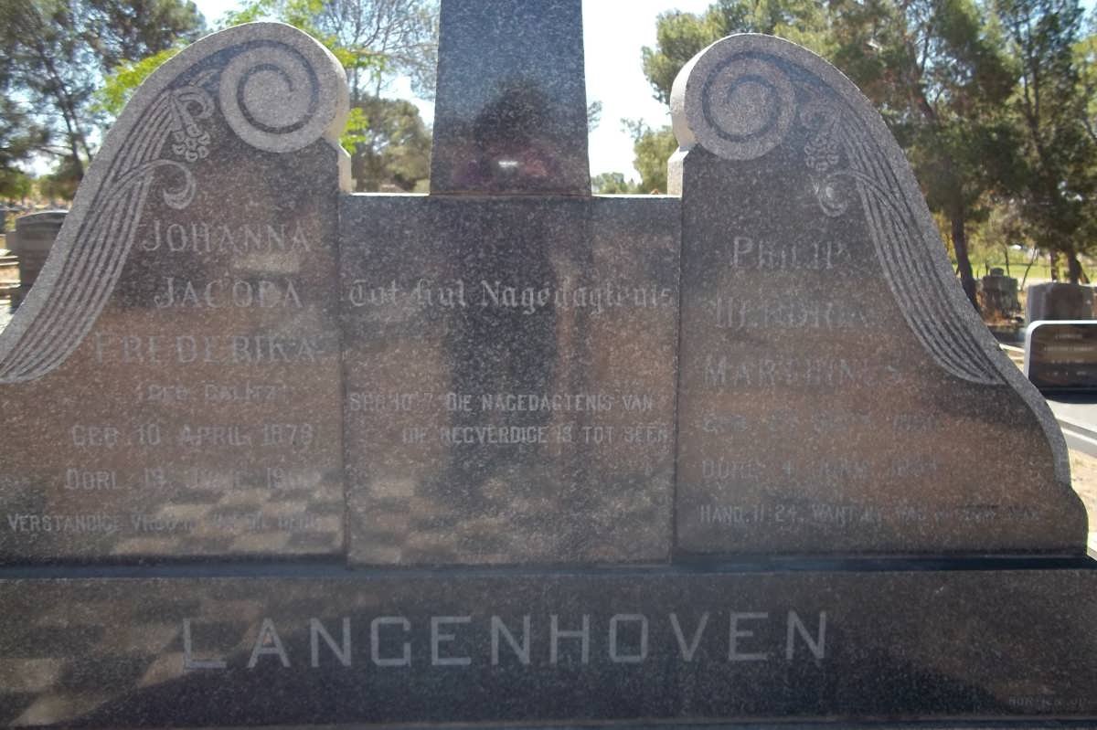 LANGENHOVEN Philip Hendrik Marthinus 1880-1954 & Johanna Jacoba Frederika CALITZ 1878-1955 _1