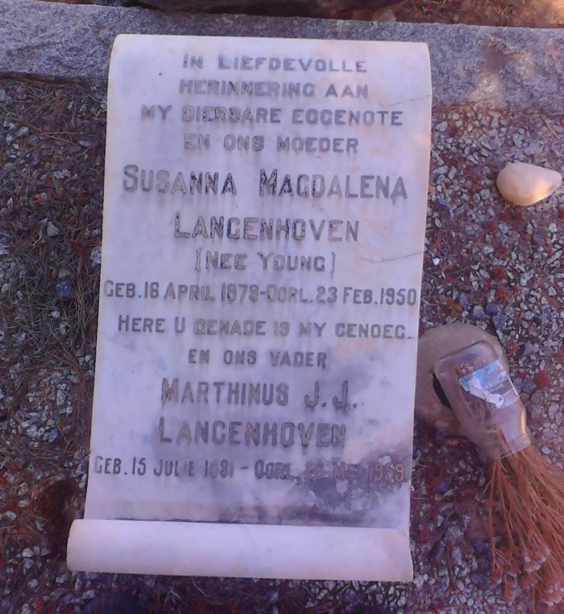 LANGENHOVEN Marthinus J.J. 1881-1959 &amp; Susanna Magdalena YOUNG 1879-1950