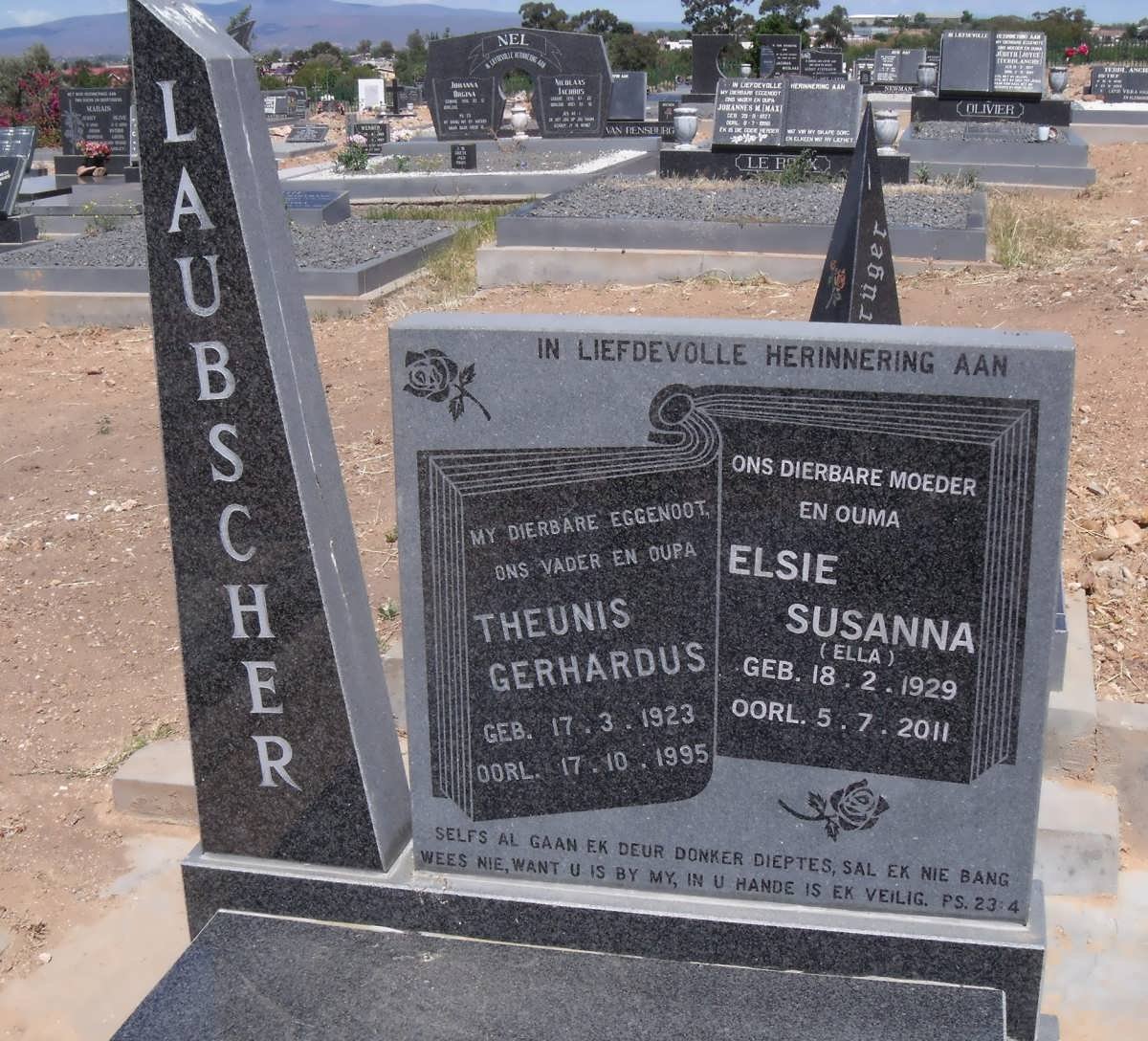 LAUBSCHER Theunis Gerhardus 1923-1999 &amp; Elsie Susanna 1928-2011