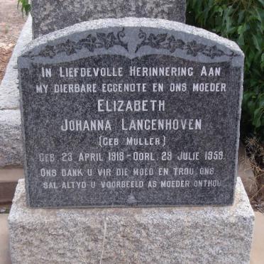 LANGENHOVEN Elizabeth Johanna nee MULLER 1918-1959