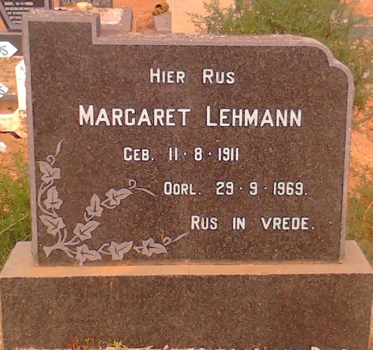 LEHMANN Margaret 1911-1969