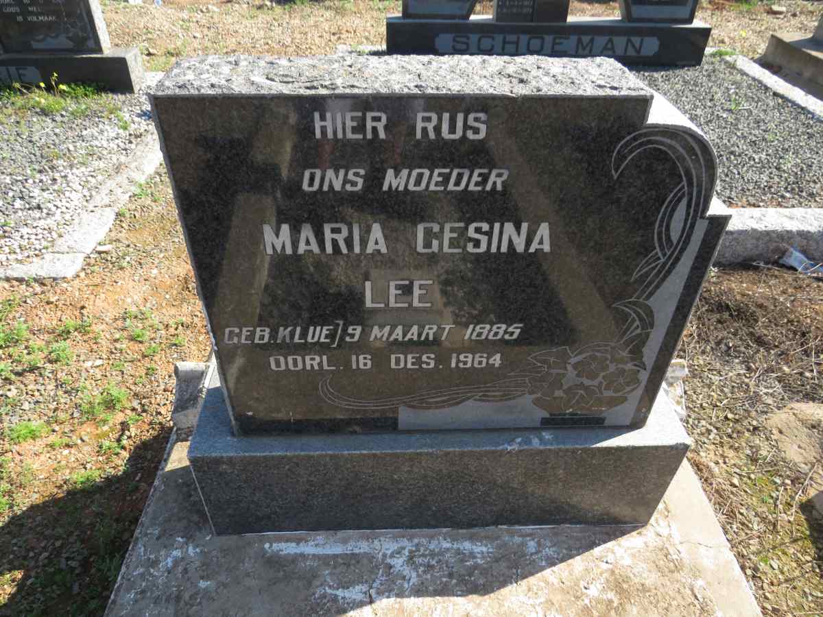 LEE Maria Gesina nee KLUE 1885-1964