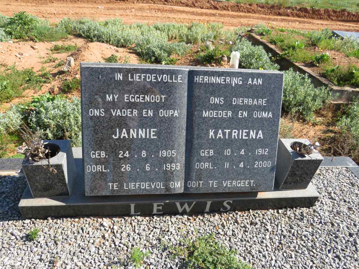 LEWIS Jannie 1905-1993 & Katriena 1912-2000