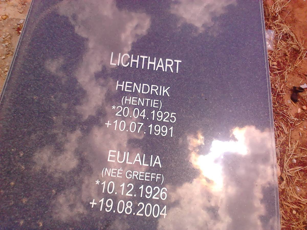 LICHTHART Hendrik 1925-1991 &amp; Eulalia GREEFF 1926-2004