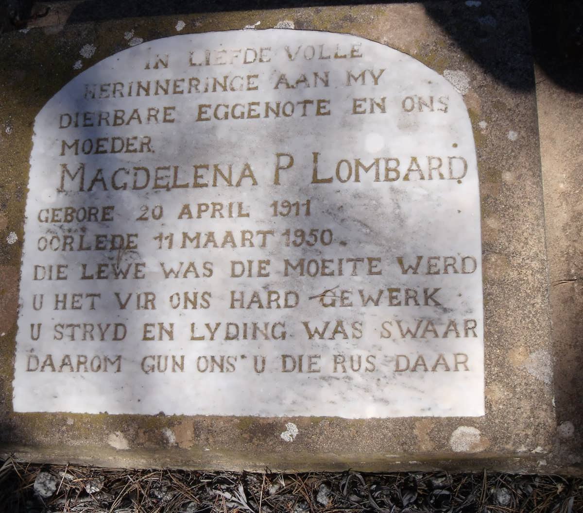 LOMBARD Magdelena P. 1911-1950