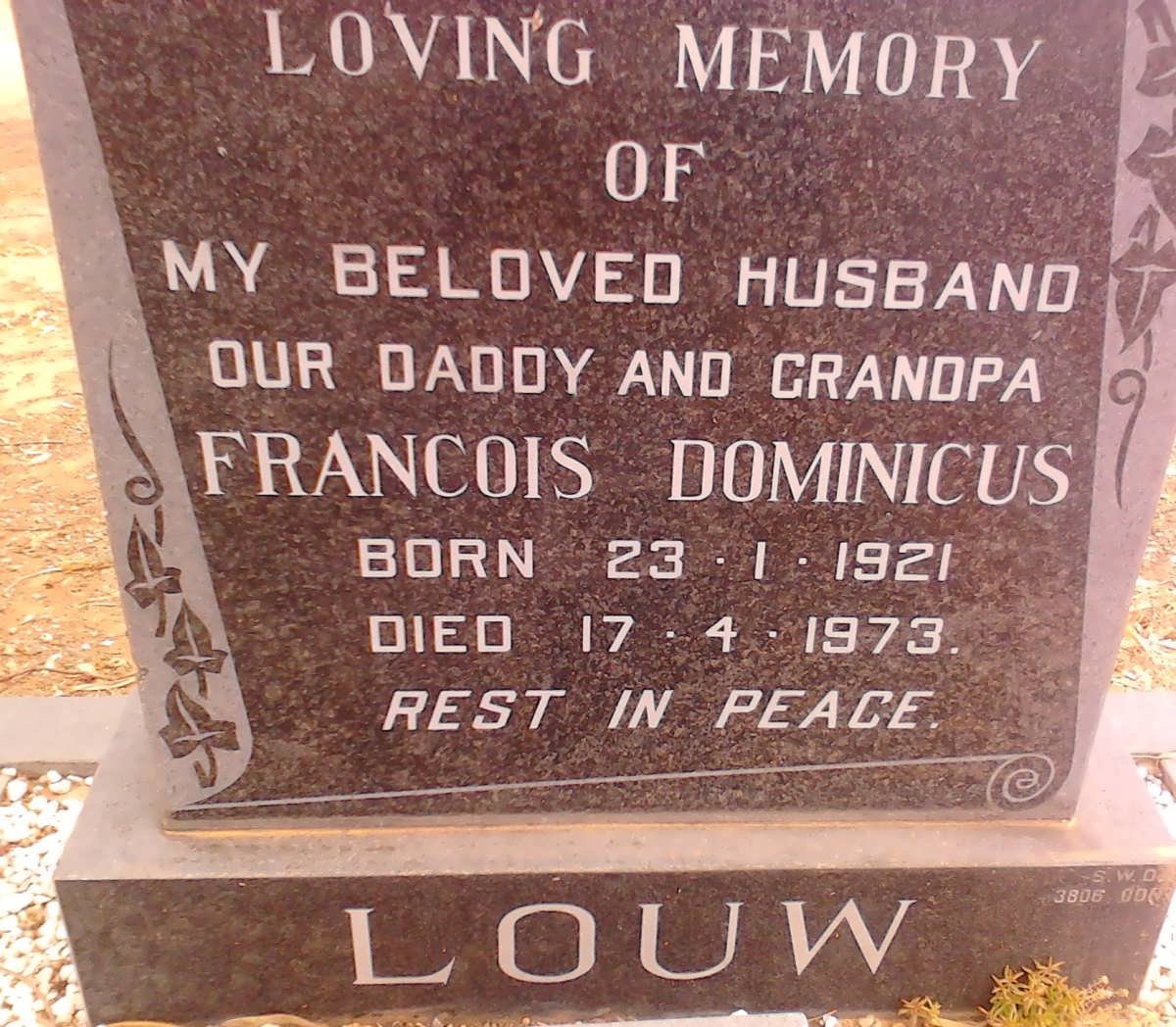 LOUW Francois Dominicus 1921-1973