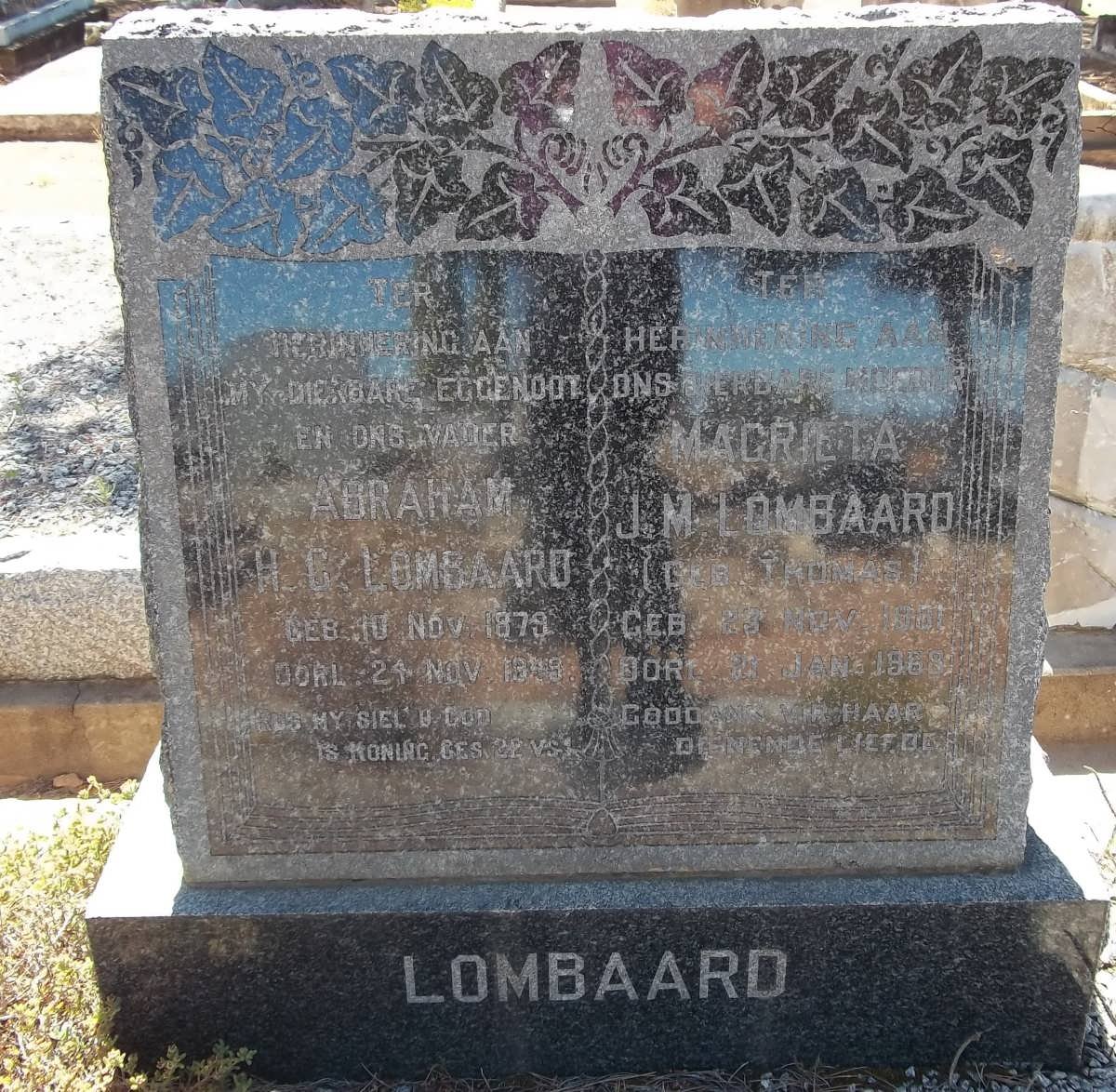 LOMBAARD Abraham H.C. 1879-1945 &amp; Magrieta J.M. THOMAS 1881-1968
