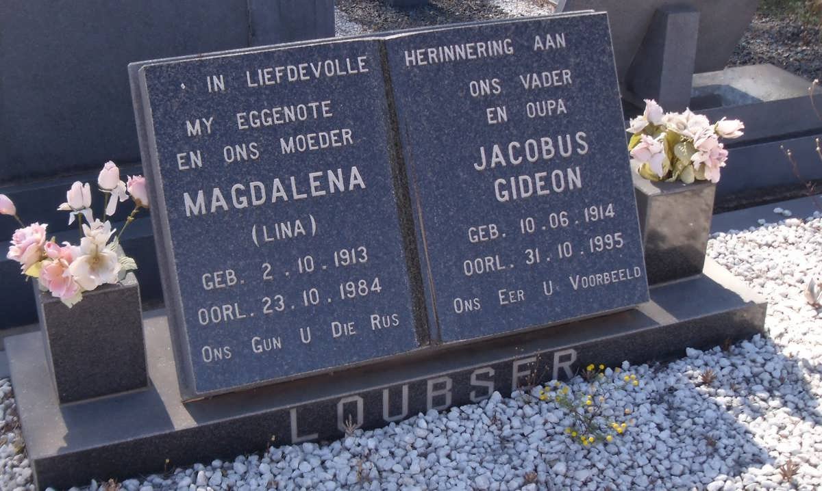 LOUBSER Jacobus Gideon 1914-1995 &amp; Magdalena 1913-1984
